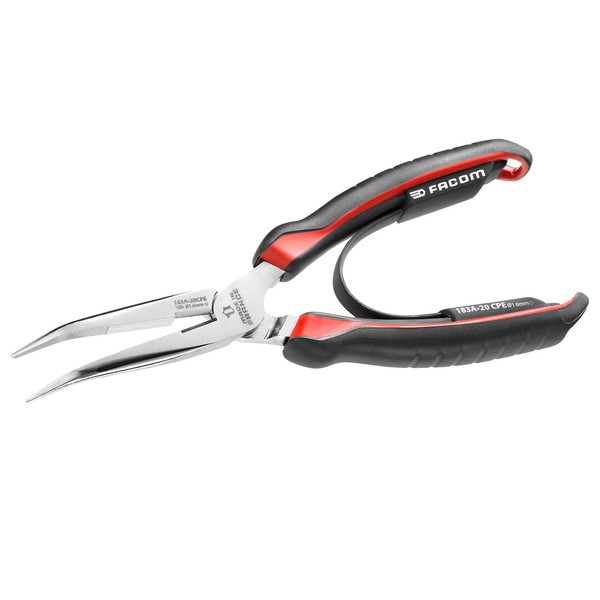 Facom 183A.20CPE Half-Round Pliers with Tapered Long Nose 200 mm Red / Black