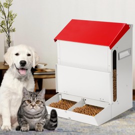 Automatic Cat Feeder for 2 Cats, 12L Automatic Cat Food Dispenser, Dual Pet Gravity Double Dog Bowls Feeder, Dry Food Auto Pet Dispenser, Multiple Pets Galvanized Large Capacity