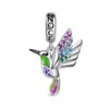 GNOCE Flower/Plant Pendant Charms 925 Sterling Silver Dangle Hummingbird Charm