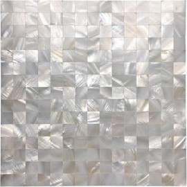 Art3d Peel and Stick Mother of Pearl Shell Mosaic Tile for Kitchen Backsplashes, 12" x 12" White (6 Pack)