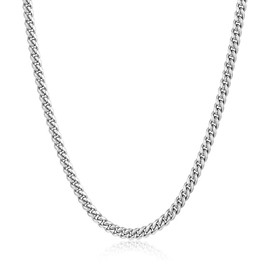 LOCCY Men's Women's Curb Chain Necklace, 3.5/5/6/7/8 mm Wide Stainless Steel Gold-Plated/Silver Cuban Chain, Gold Chain, Silver Chain, Hip-Hop Chain, Necklace, Length 46-66 cm, Stainless Steel, No