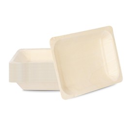 Restaurantware - Taipei 8.7 x 6.7 Inch Serving Plates, 50 Disposable Party Plates - Compostable, Greaseproof, Poplar Wood Plates, Heavy-Duty, For Parties, Weddings, Campings, Picnics, And More