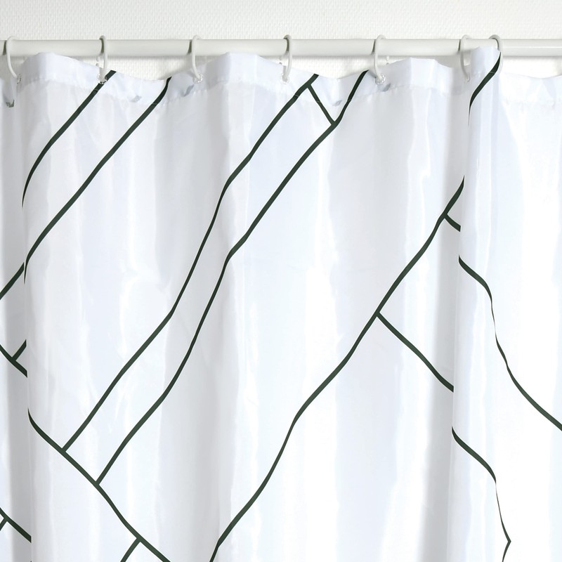 MSV Anti-Mould Shower Curtain - Anti-Bacterial, Washable, Waterproof, with 12