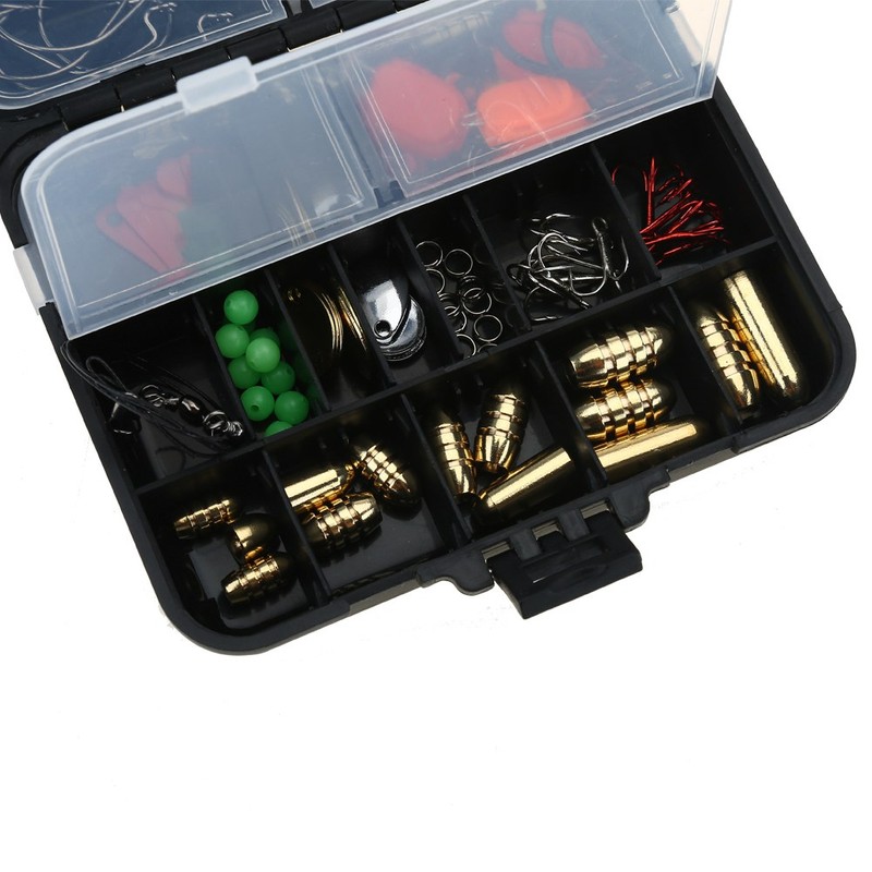 20 Kinds 128Pcs/Lot Fishing Accessories Hooks Swivels Stoppers Connectors Box