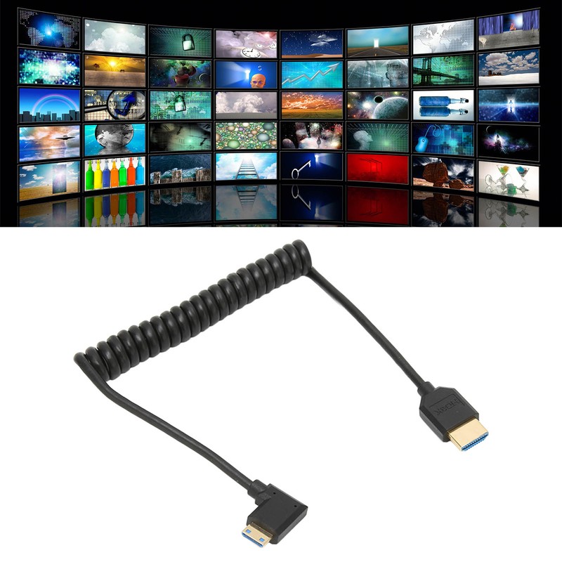 HD Multimedia Interface Cable 8K 48Gbps Right Elbow Mini HD