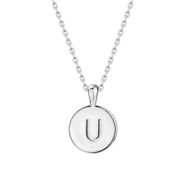 PAVOI 14K White Gold Plated Letter Necklace for Women | Gold Initial Necklace | Letter U