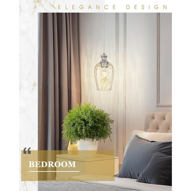 Audickic Pendant Lights Kitchen Island, Modern Brushed Nickel Hanging Lights