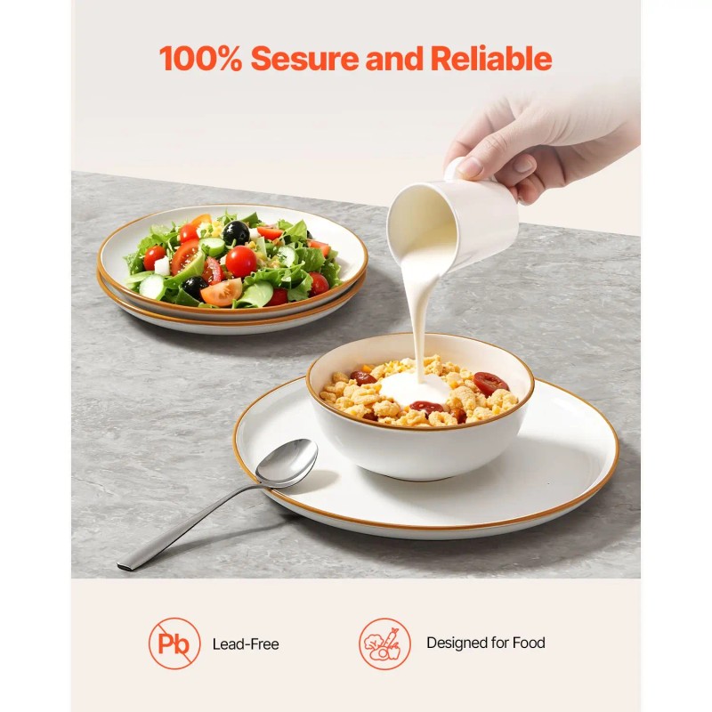 Service for 4 12 PCS Scratch Resistant Ceramic Dinnerware Set