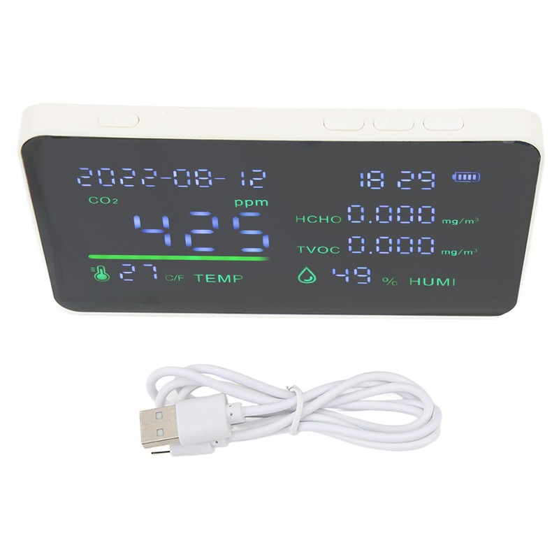 Air Quality Monitor CO2 Detector USB Charging Carbon Dioxide HCHO