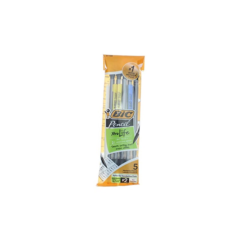 Bic MPP51-BLACK 0.7mm #2 Grade Mechanical Pencil 5 Count