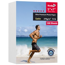 Koala Ultra Premium Photo Paper 5X7 In Satin Photo Printer Paper for Inkjet Printer Water-Resistant Semi Gloss 100 Sheets 72lb