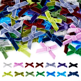 84 Pcs Velvet Bows for Hair Clips, Small Hair Bow Clips Bows Twist Tie Bowknot Costume Accessories for Crafts Xmas Gift Wrapping, Wedding Decorations, Birthday Gift Accessories