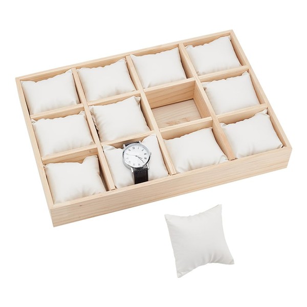 PH PandaHall Wooden Watch Organiser with 12 Compartments Watch Display