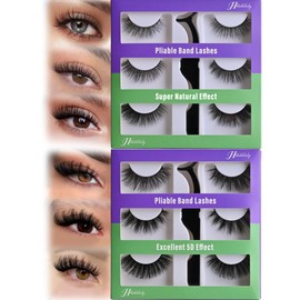 Natural Look Strip Eyelashes Lightweight Thin Cotton Band Soft Fluffy Fake Eyelashes Volume False Lashes Pack 6 Styles，Easy to Apply, Reusable Strip Lashes,Perfect for Everyday Wear by Hushlibaby