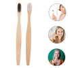 Gatuida 2pcs Natural Bamboo Toothbrushes Flexible Bristles Ergonomic Handle for