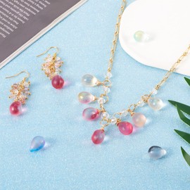PandaHall 80pcs Teardrop Glass Charms, Two Tone Water Drop Crystal Loose Beads Glass Drop Pendants for DIY Necklaces Earrings Jewelry Making