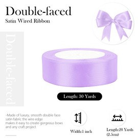 Lavender Ribbon Purple Ribbon 1 Inch Fabric Ribbon Purple Satin Ribbon Lilac Ribbon for Gift Wrapping Wedding Invitation Pastel Ribbon Light Purple Ribbon for Hair Purple Satin Ribbon 25 Yards