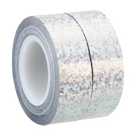 PATIKIL Glitter Sparkle Tape 15mm x 5m, 2 Pack Holographic Art Decorative Masking Tapes Self-Adhesive for DIY Scrapbook Art Craft Wrapping, Silver Tone