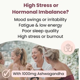 Hormone Balance Ashwagandha Mind & Body 1000mg – Adaptogen Support for Stress, Calm Energy, Sleep, Mood & Focus (240, Hormone Balance)