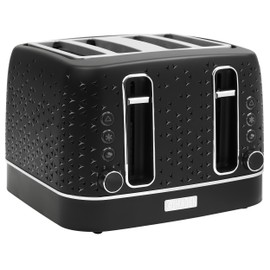 Haden Starbeck 4 Slice Wide Slot Stainless Steel Toaster with Adjustable Browning Control & Non-Slip Feet, Black & Chrome