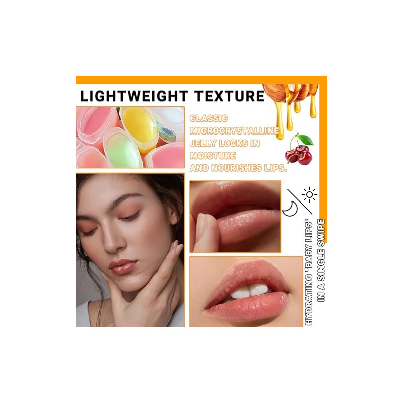 Bee Lip Balm Honey Pot Set, 6PCS Moisturizing Mask for