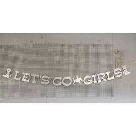 Glitter Lets Go Girls Banner,Disco Cowgirl Bachelorette Party Decorations,Disco Ball Cowgirl Boot Balloons,Silver& Pink Foil Fringe Curtains for Western Themed Birthday Party Decor Supplies