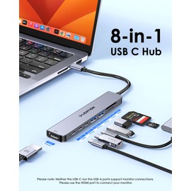 LENTION 8 in 1 USB C Hub with 4K@60Hz HDMI Adapter, 2 USB C Data & 2 USB 3.0 Port, 100W PD, SD/Micro SD Card Reader for 2023-2016 MacBook Pro, New Mac Air/Surface, More, (CB-CE19, Space Gray)