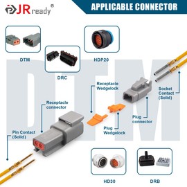 JRready Gold Plated Deutsch Solid Connector Terminals Kit,ST6356-20-040 DTM Turned Contacts Size 20,Male Pins 0460-202-2031/Female Sockets 0462-201-2031 Solid Contacts Wire Gauge 20-22 AWG, 40 Pairs