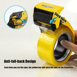 PROSUN Blade Safety Cover 2 Inch Professional Packing Tape Dispenser Packaging Metal Handheld Tape Gun Sealing Cutter with Extra Blade,Black