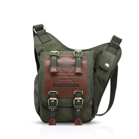 FANDARE Retro Chest Bag Canvas Shoulder Bag Men's Sports Bag Backpack Shoulder Bag Daypacks Large Sling Bag for Outdoor Travel Hiking Cycling Mountaineering Travel Durable, Green