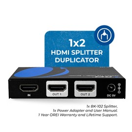 OREI 8K HDMI Splitter 1 in 2 Out, Duplicate/Mirror HDMI Signal UltraHD Supports Upto HDMI 2.1 Splitter 4K@120Hz EDID Management HDCP 2.3 - BK-102