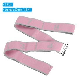 PATIKIL Exercise Bands, 35.4 Inch 2 Pcs Yoga Stretching Strap Latin Elastic Bands for Physical Dance Stretch Pilates Resistance Bands for Working Out, Gray/Pink