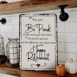 Retirement Gifts for Women Men Coworker Leaving Gifts Metal Sign,8x12 Inches Happy Retirement Decorations Thank You Gifts Goodbye Gifts for Coworker