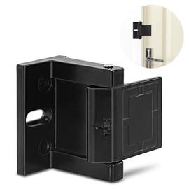 JIADAXIN High-Security Reinforced Door Lock – Aluminum Privacy Latch for Home and Hotel, Easy Installation with Stainless Steel Screws, Interior Night Lock for Added Protection (Black-1 Pack)