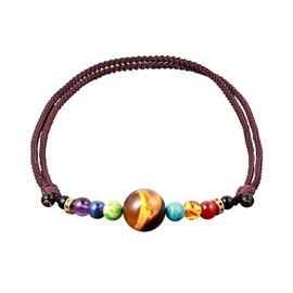 Jewboo Natural Tiger Eye with 7 Chakra Choker Necklace for Women Men Crystal Necklaces Chokers wealth Meditation Yoga Crystals and Healing Stones