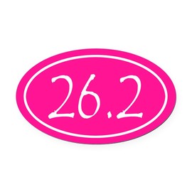 CafePress Pink 26.2 Oval Oval Car Magnet, Euro Oval Bumper Magnet