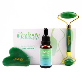 Jadegy Adventurine Jade Face Roller Gua Sha Set and Vitamin C Serum