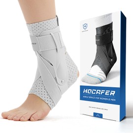 Hocafer Ankle Brace for Women & Men - Ankle Support Sprained Ankle Brace for Achilles,Tendon,Sprain,Injury Recovery,Ankle Support Brace for Running, Basketball, Football (Grey,S,Left)