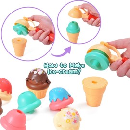 Uandhome Ice Cream Toys for Kids,Pretend Play Best Gift for Age 3 , Toy Ice Cream Set, Ice Cream Shop Role Play Kids Toy Food Gift for 3 Year Old Boy or Girl(42 Pcs)