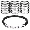 24pcs Soccer Bracelets, Soccer Beaded Bracelet Soccer Charm Bracelets for