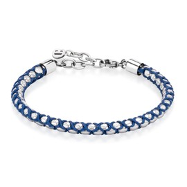 COBI 316L Stainless Steel Italian Bead Ball Chain Bracelets for Men, Strand Chains with Blue Rope, Mens Jewelry for Everyday Wearing, Waterproof Bracelets, 9 Inch, Ideal Gift Choice for Your Love