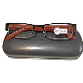 ICON Men's Half Frame Deluxe Designer +1.50 Reading Glasses,  Hard Case,  Bag & Cloth