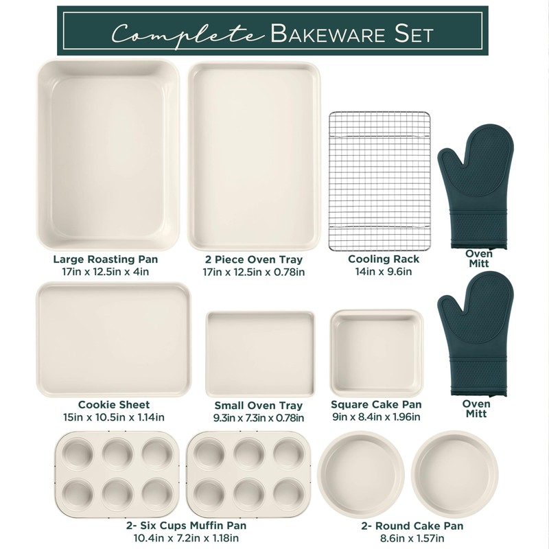 Country Kitchen Nonstick Stackable Bakeware Set - Deluxe Heavy Duty,