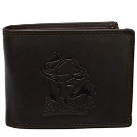 High-Quality Wallet Buffalo Wild Leather Bull Embossed, black, Modern