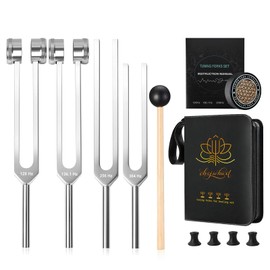 Tuning Forks for Healing Set (128Hz, 136.1Hz, 256Hz, 384Hz) - Essential Yoga and Meditation Accessories and Sound Therapy Equipment,Perfect Healing Gift for Mom or Girlfriend on Mother's Day, Birthday