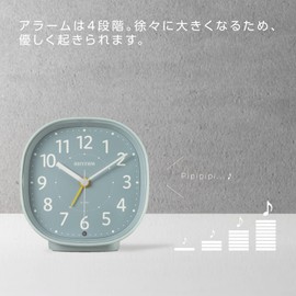 Rhythm (RHYTHM) Alarm Clock Analog Electronic Sound Alarm (with Snooze) Quiet Sound Continuous Second Hand Universal Design Font Light Blue 4.1×4.0×2.2 inches Refle R674 8RE674SR04