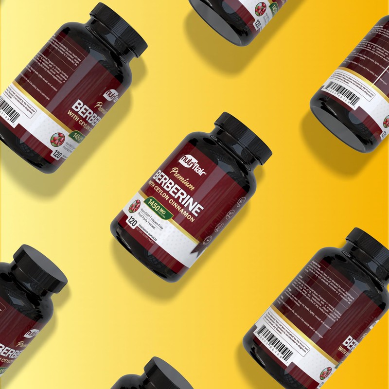 NutriFlair Berberine with Ceylon Cinnamon 1450mg Supplement – 120 Capsules