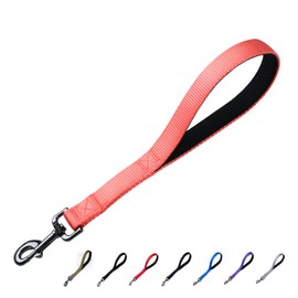Cyclpet Advanced 12 Inches Nylon Short Dog Leash with Soft Comfortable Padded Handle for Large Medium Breed Dogs Daily Use Jogging,Walking,Training etc. (12 Inches, Living Coral)