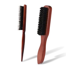 Pack of 2 Boar Bristle Brush, Sleek Bun Brush, Hair Brush, Boar Bristle Beard Brush, for All Hair Types