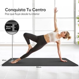 Tapete Yoga,Tapete para Ejercicio Grueso 10 mm, 183x61 cm Antideslizante NBR Pilates, para Yoga,Pilates, Estiramientos y Entrenamiento en Casa o Gimna